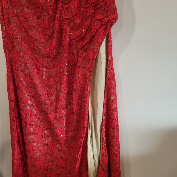 Galina Signature Allover Lace Corset Sheath with Side Slit Size 18 - Picture 5 of 6